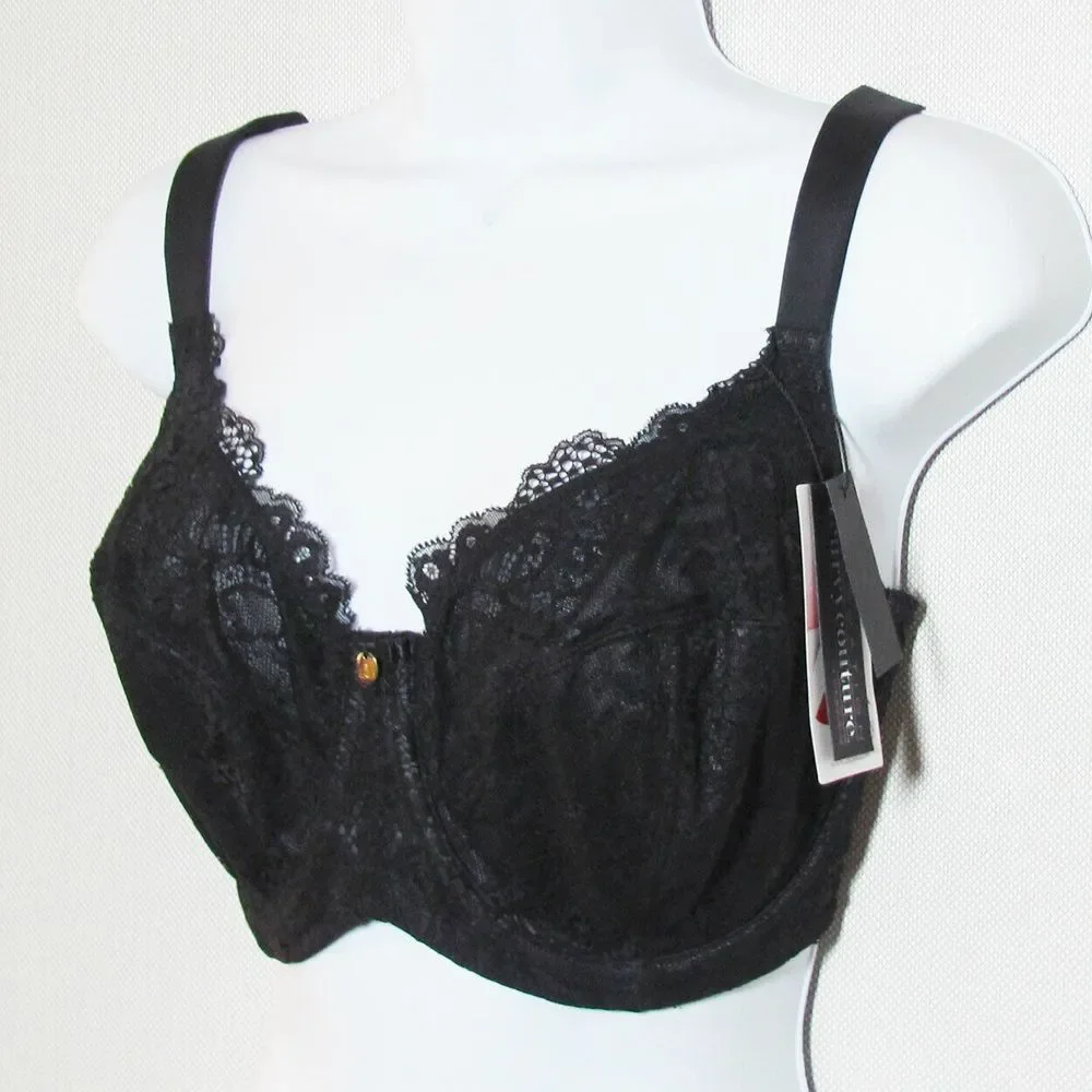 Curvy Couture 46C Everyday Glamour Black Lacy Unlined UW Bra 1207 NWT - Picture 3 of 4